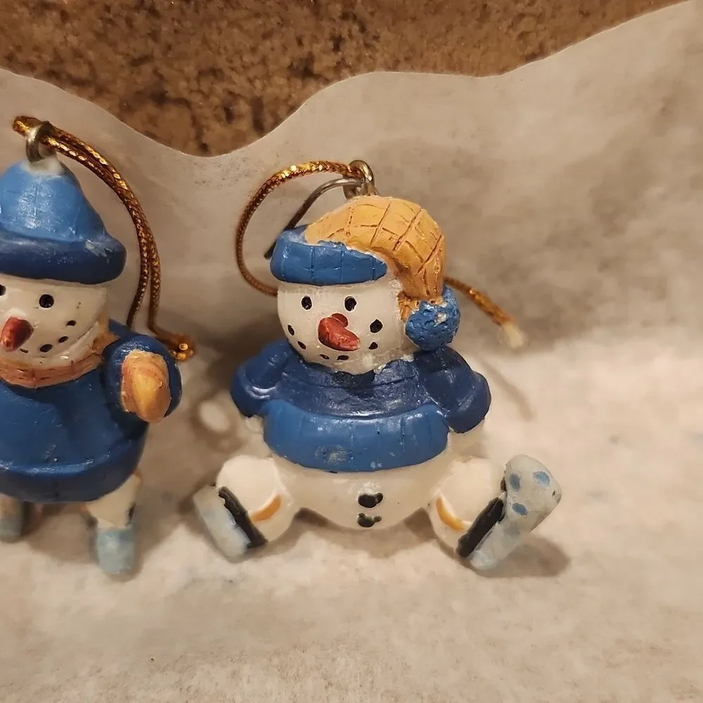 Snowman Ice Skating Christmas Ornament Set of 3